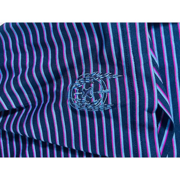 RLX Ralph Lauren Navy Stripe Classic Fit Moisture Wicking Polo Large MSRP $110 - Picture 5 of 8